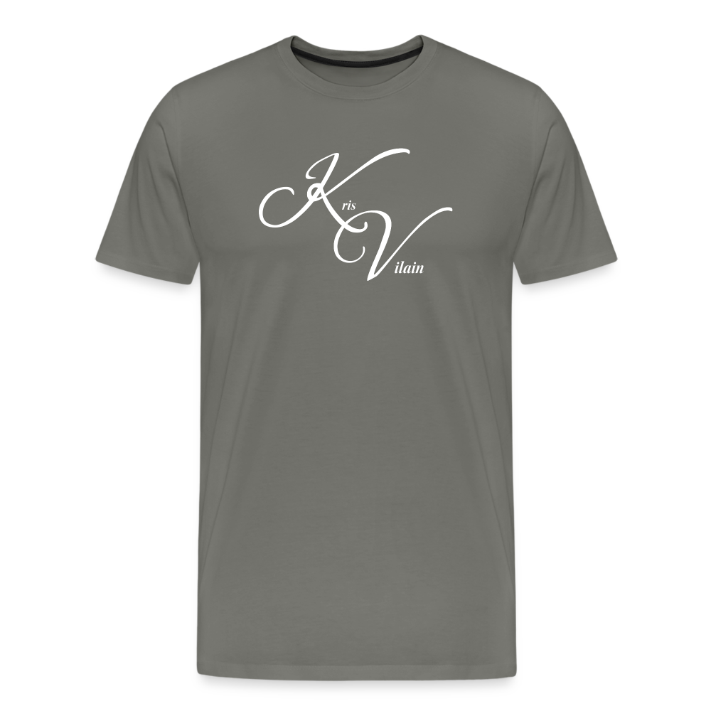 Kris Vilain White Print Tee - asphalt gray