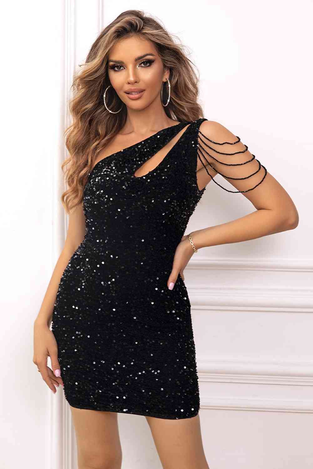 Kiss Me On New Years Sequin Sleeveless Mini Dress