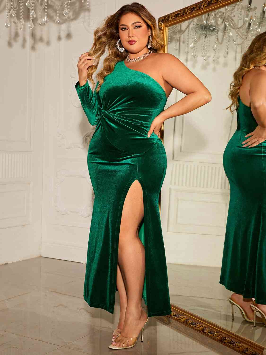 Plus Size Remember Me One-Shoulder Twisted Split Dress