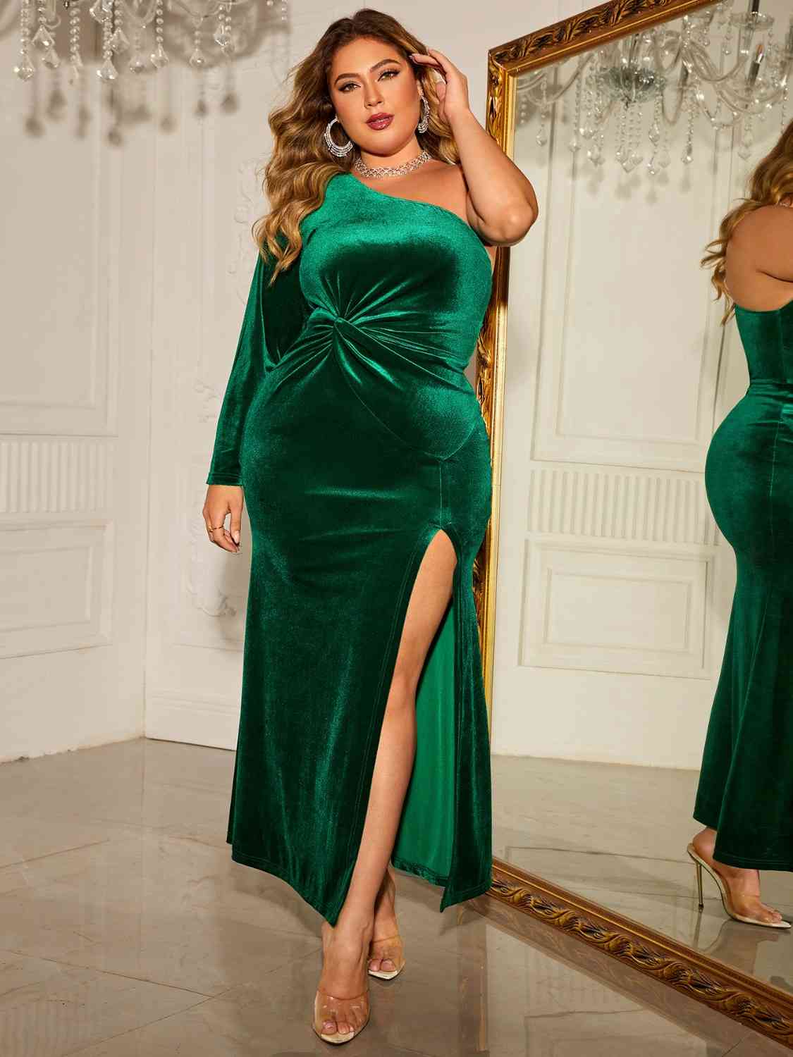 Plus Size Remember Me One-Shoulder Twisted Split Dress