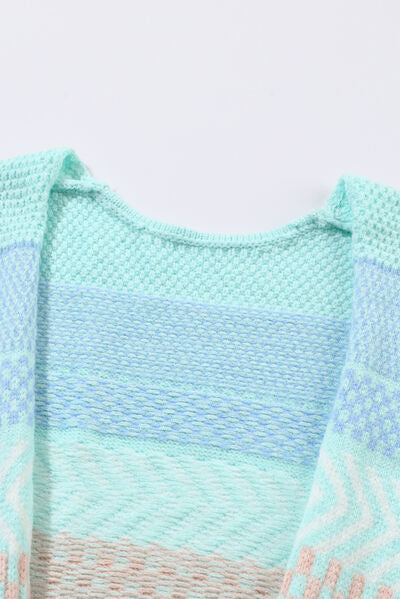 Stress Free Color Block Pocketed Dropped Shoulder Cardigan