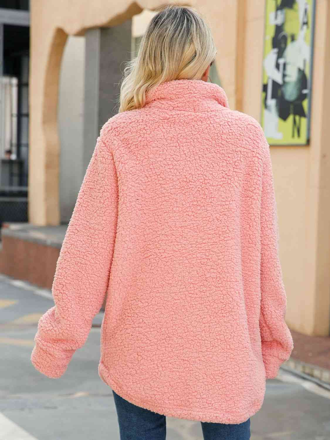 On Wednesday's We Wear Pink Button Down Collared Coat