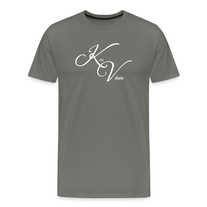 Kris Vilain White Print Tee - asphalt gray