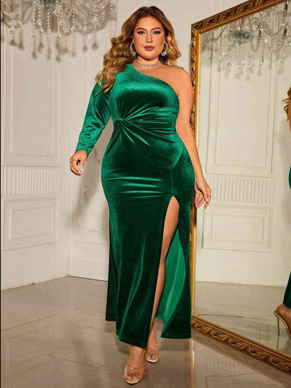 Plus Size Remember Me One-Shoulder Twisted Split Dress