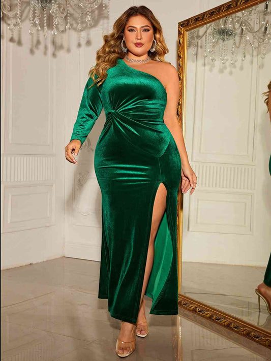 Plus Size Remember Me One-Shoulder Twisted Split Dress
