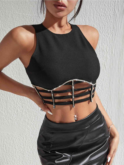 After Party Rhinestone Decor Crop Top