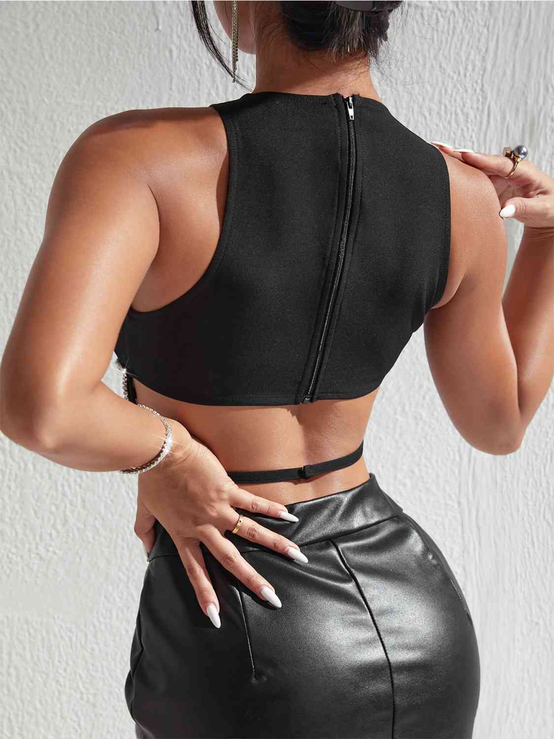 After Party Rhinestone Decor Crop Top